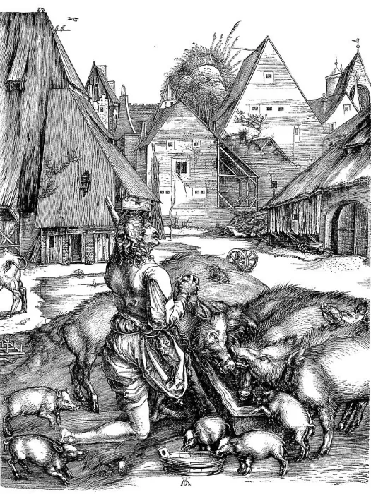 Framed Print : The Prodigal Son with the Pigs Framed Print : The Prodigal Son with the Pigs