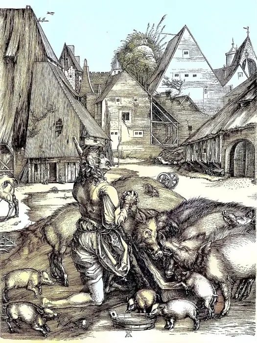 Framed Print : The Prodigal Son with the Pigs