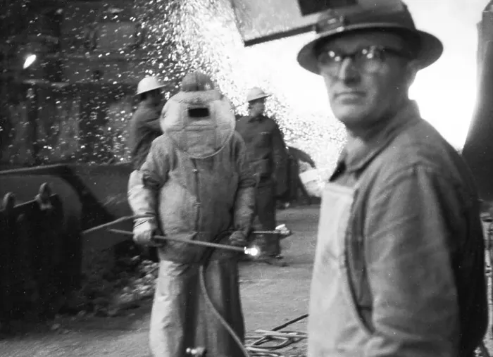Framed Print : The production of steel products