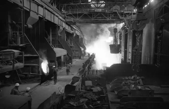 Framed Print : The production of steel products