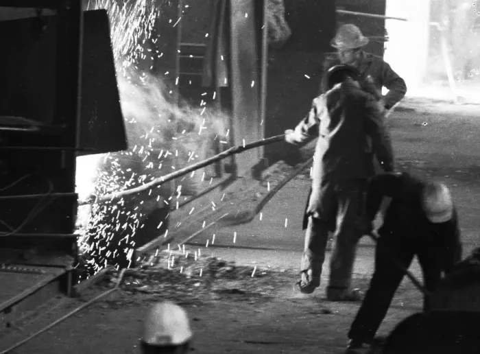 Framed Print : The production of steel products