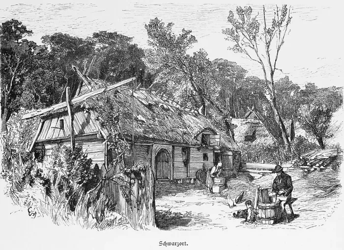Framed Print : Production of wooden barrels, farm in JuodkrantE