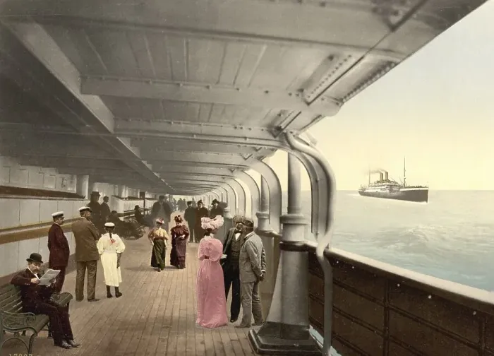 Framed Print : The promenade deck on the steamer Maria Theresia