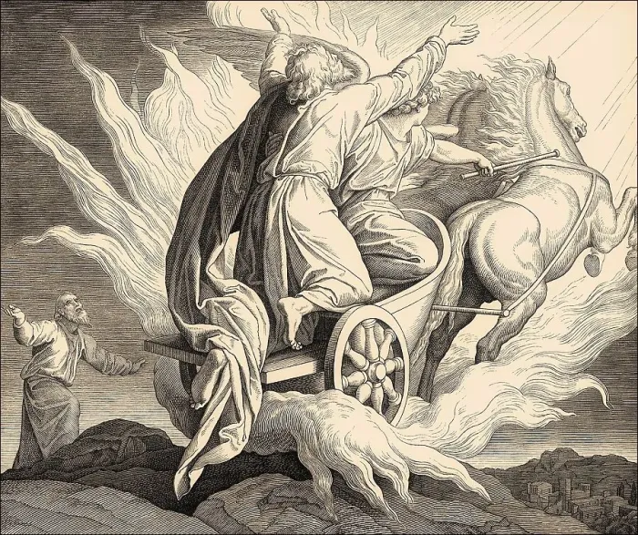 Framed Print : Prophet Elijah riding a flaming chariot across the sky Framed Print : Prophet Elijah riding a flaming chariot across the sky
