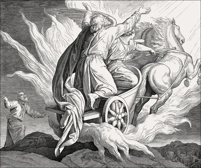 Framed Print : Prophet Elijah riding a flaming chariot across the sky