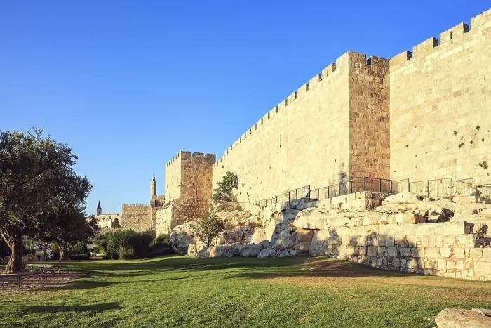 Framed Print : Protective walls of the Old City of Jerusalem at sunset