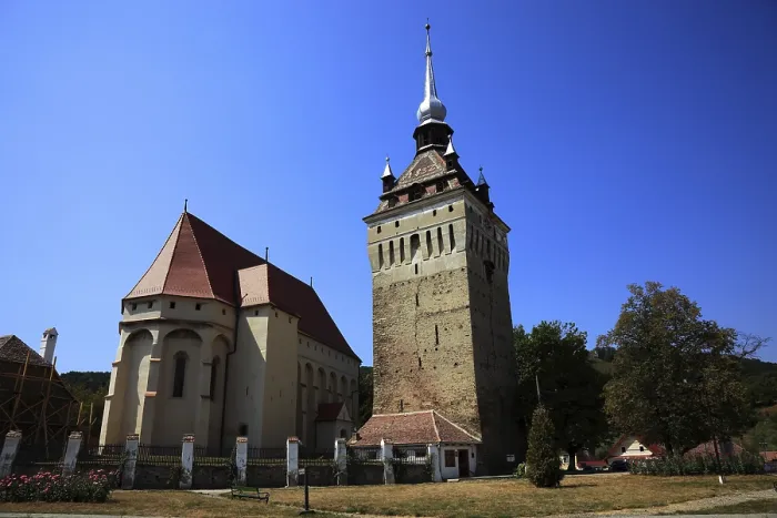 Framed Print : Protestant church built in the Gothic style in 1496 in Saschiz
