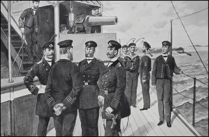 Framed Print : Prussia, Prussian Army, Navy on board a warship