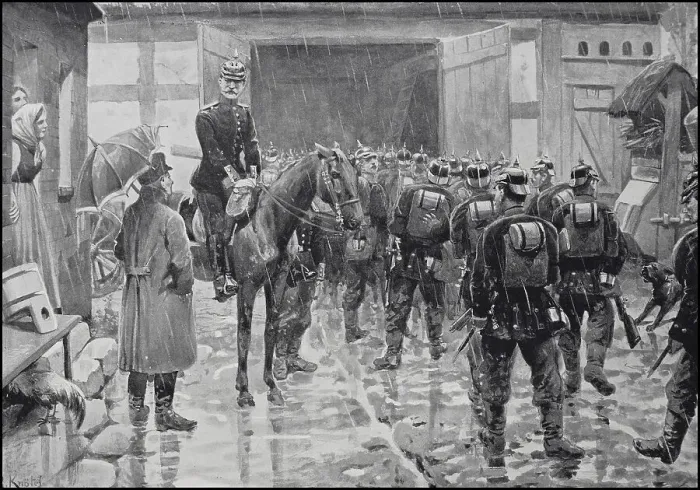 Framed Print : Prussia, Prussian Army, Soldiers Emergency Quarters in the Rain