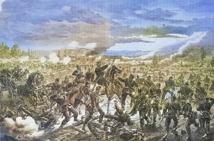 Framed Print : The Prussian 1st Division in action at Bange