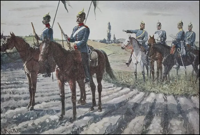 Framed Print : Prussian Army, dragoons in the outpost chain of the 1st Dragoon Regiment