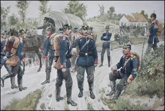 Framed Print : Prussian Army, Guard on the Rendezvous Square with Beer Mugs Framed Print : Prussian Army, Guard on the Rendezvous Square with Beer Mugs