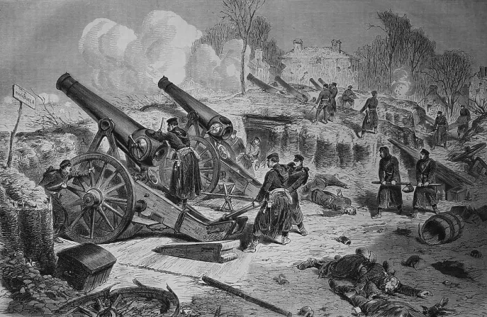 Framed Print : Prussian siege battery outside Paris