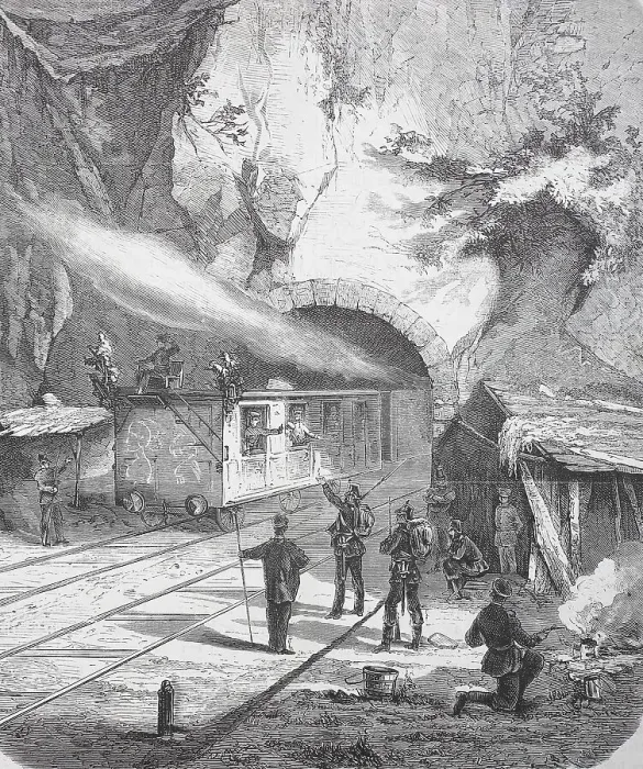 Framed Print : Prussian troops guarding a railway tunnel near Saarburg