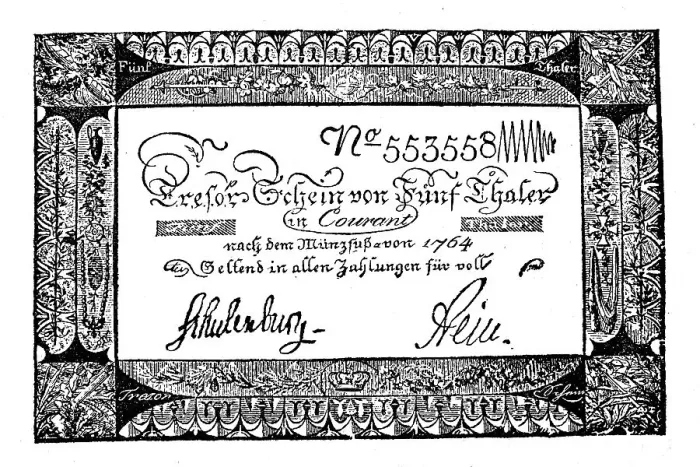Framed Print : Prussian vault note of five thalers from 1806 Framed Print : Prussian vault note of five thalers from 1806