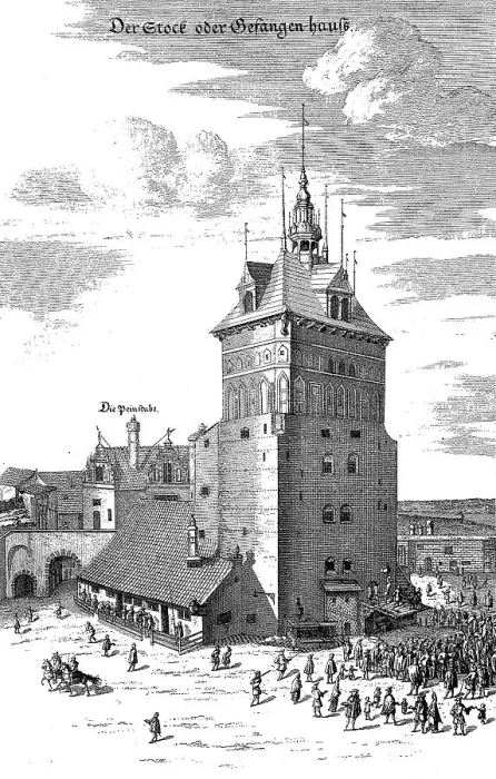 Framed Print : Public flogging in front of the Stockturm in Gdansk Framed Print : Public flogging in front of the Stockturm in Gdansk