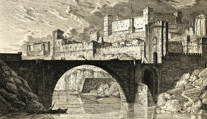 Framed Print : Puente de Alcantara, Alcantara bridge over the Tagus in Toledo Framed Print : Puente de Alcantara, Alcantara bridge over the Tagus in Toledo