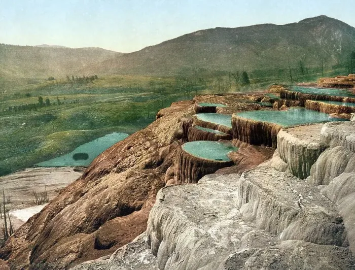 Framed Print : Pulpit Terraces from above, Yellowstone National Park