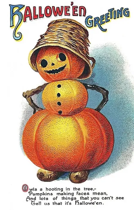 Framed Print : Pumpkin figure, Halloween Greetings, illustration