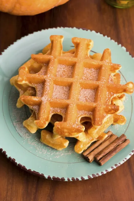 Framed Print : Pumpkin waffles with cinnamon sugar, lodz, poland Framed Print : Pumpkin waffles with cinnamon sugar, lodz, poland