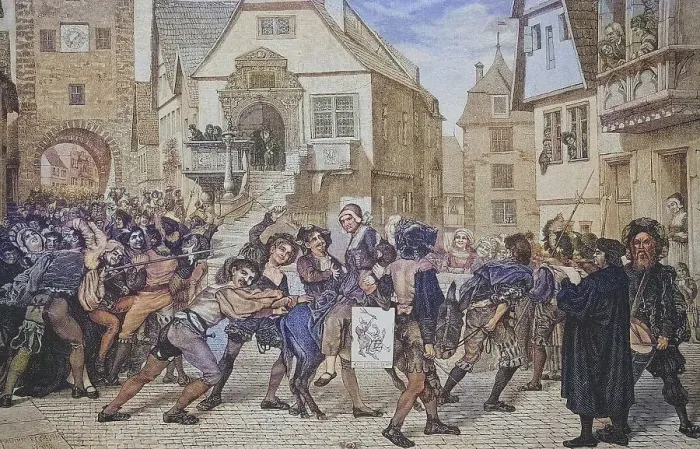 Framed Print : Punishment of domestic discord in the Middle Ages