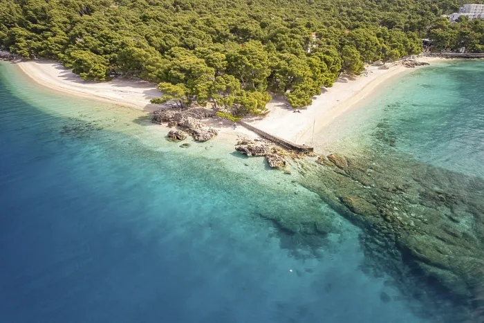 Framed Print : Punta Rata beach near Brela seen from above