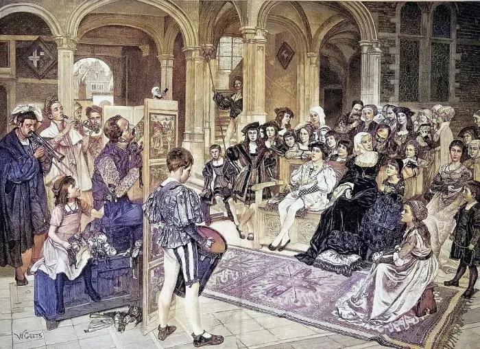 Framed Print : Puppet Theatre at the Court of Margaret of Austria Framed Print : Puppet Theatre at the Court of Margaret of Austria