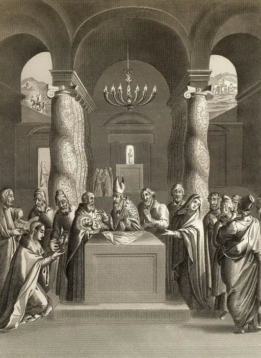 Framed Print : The Purification of Jesus, steel engraving Framed Print : The Purification of Jesus, steel engraving