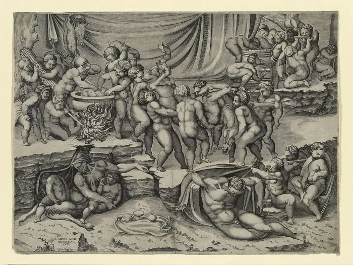 Framed Print : Putti Carrying a Stag (Putto Bacchanal)
