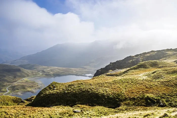 Framed Print : Pyg Track over Llyn Llydaw lake Framed Print : Pyg Track over Llyn Llydaw lake