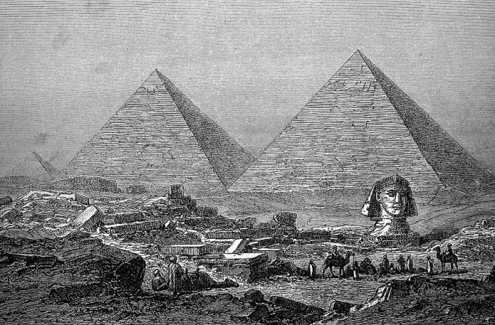 Framed Print : Pyramids of Giza and the Sphinx in 1860