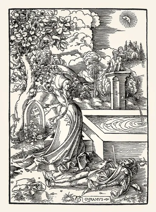 Framed Print : Pyramus and Thisbe, Urs Graf, 16th century Framed Print : Pyramus and Thisbe, Urs Graf, 16th century