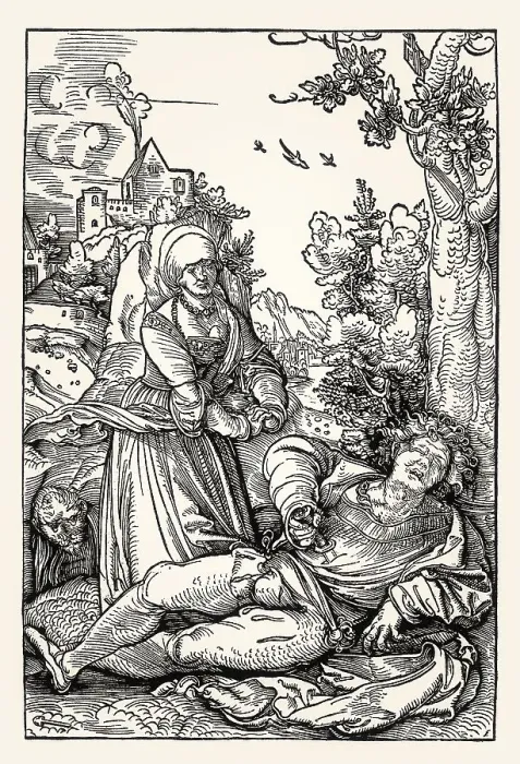Framed Print : Pyramus und Thisbe, by Hans Schaeufelin