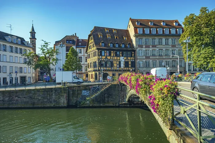 Framed Print : Quai Saint-Thomas of Strasbourg in France Framed Print : Quai Saint-Thomas of Strasbourg in France