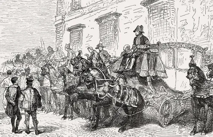 Framed Print : The Quirinal Palace, arriving of the cardinals