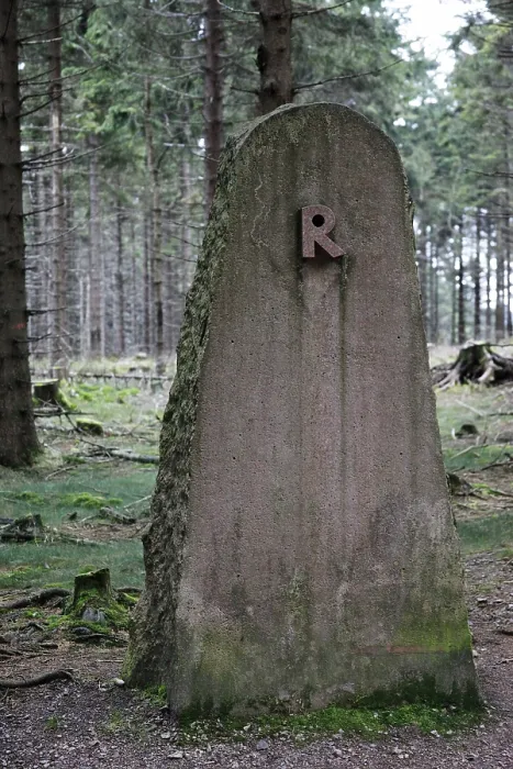 Framed Print : R as a sign for the Rennsteig hiking trail Framed Print : R as a sign for the Rennsteig hiking trail
