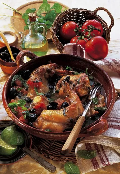Framed Print : Rabbit with olives and tomatoes, Tunisia, Africa Framed Print : Rabbit with olives and tomatoes, Tunisia, Africa