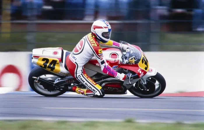 Framed Print : Racer Kevin Schwantz USA, Motorcycle World Championship 1990, Team Lucky Strike, Suzuki RGV 500 cc, Grand Prix (GP) of Germany at the Hockenheimring on 27 May 1990, Germany, Europe