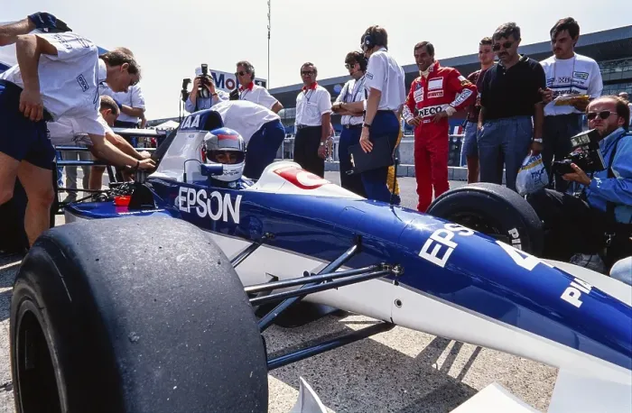 Framed Print : Racing driver Jean Alesi in the pit lane, Formula 1, Tyrrell Racing, Tyrrell 019, Ford Cosworth DFR 3.5 V8, German Grand Prix at the Hockenheimring on 29 July 1990, Germany, Europe Framed Print : Racing driver Jean Alesi in the pit lane, Formula 1, Tyrrell Racing, Tyrrell 019, Ford Cosworth DFR 3.5 V8, German Grand Prix at the Hockenheimring on 29 July 1990, Germany, Europe