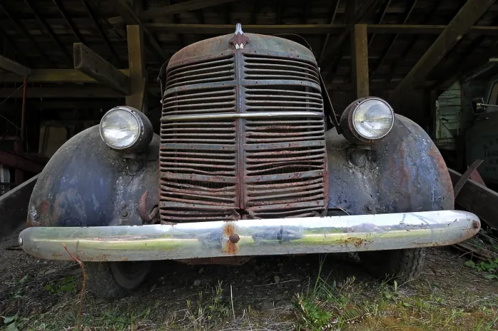 Framed Print : Radiator grill of a vintage car