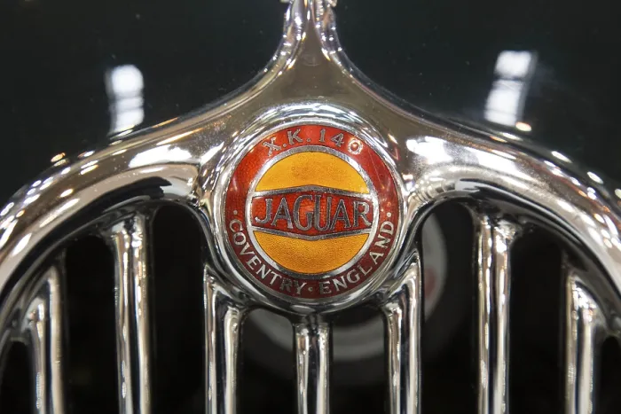 Framed Print : Radiator grille with logo of the Jaguar XK 140 Framed Print : Radiator grille with logo of the Jaguar XK 140