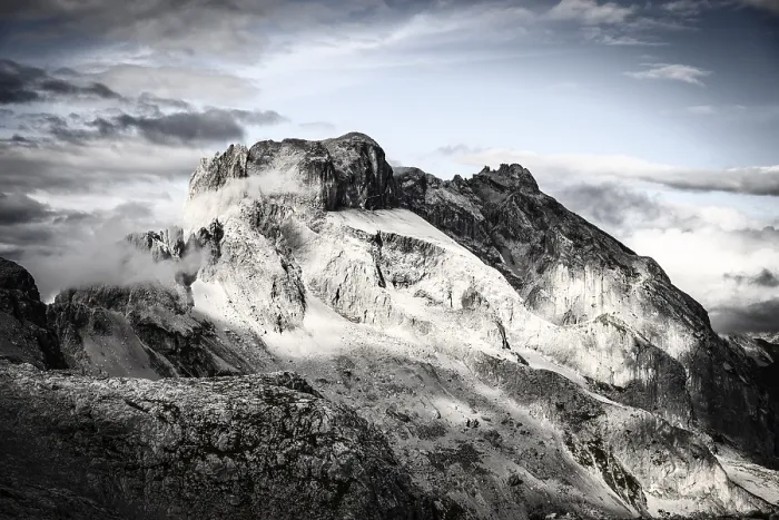 Framed Print : Raetikon mountains with cloudy sky