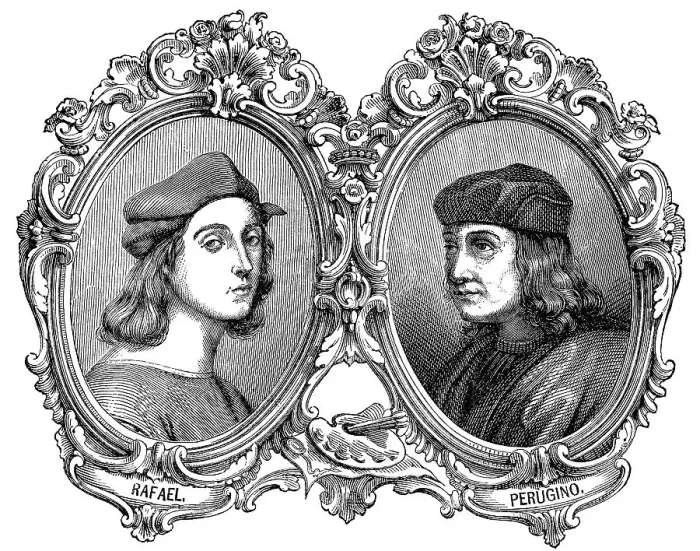 Framed Print : Raffael da Urbino and his teacher Pietro Perugino
