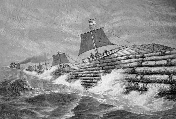 Framed Print : A raft on the high seas, built according to Robertson's system