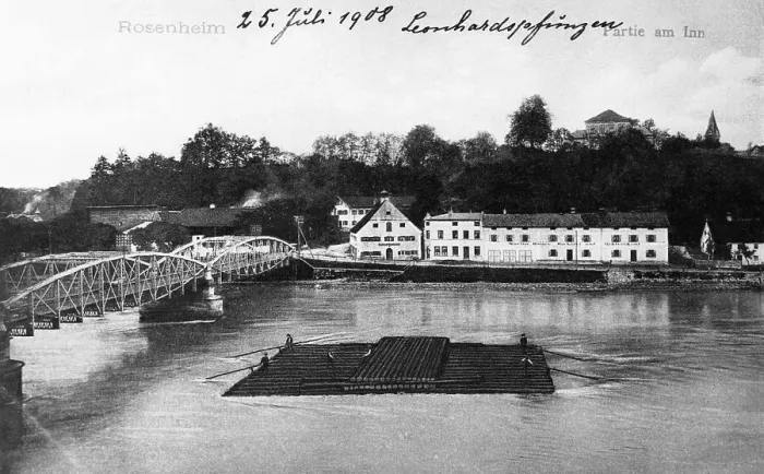 Framed Print : Raft on the Inn in front of the Schlossberg