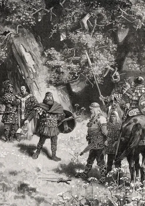 Framed Print : Ragnachar, a Frankish petty king is being killed by Clovis Framed Print : Ragnachar, a Frankish petty king is being killed by Clovis