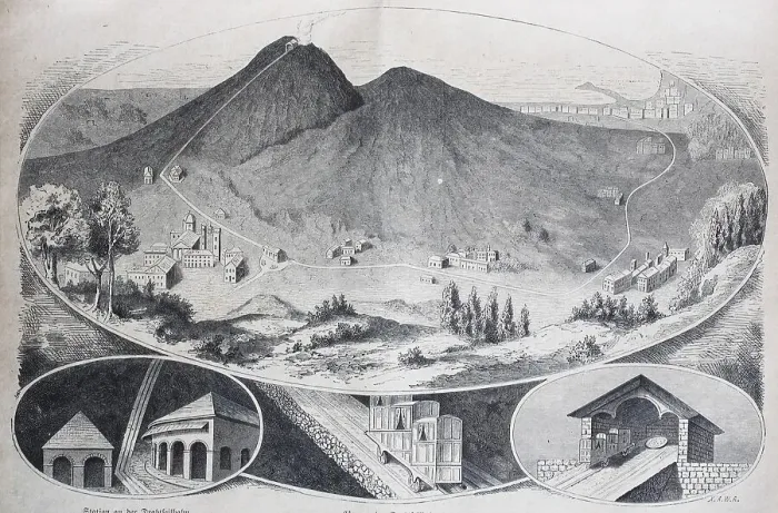 Framed Print : The railway line on the volcano Vesuvius near Naples