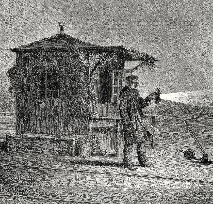 Framed Print : Railwayman, switchman, 19th century