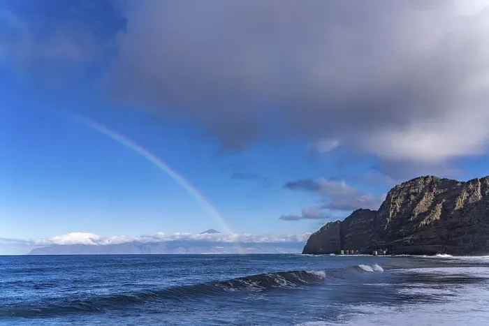 Framed Print : Rainbow on the coast near Hermigua Framed Print : Rainbow on the coast near Hermigua