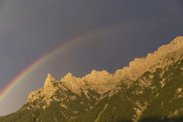 Framed Print : Rainbow over the Karwendel mountains